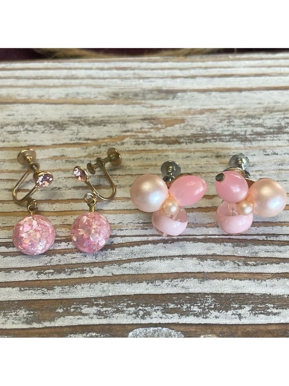 Vintage 1950s pink MCM screwback earrings